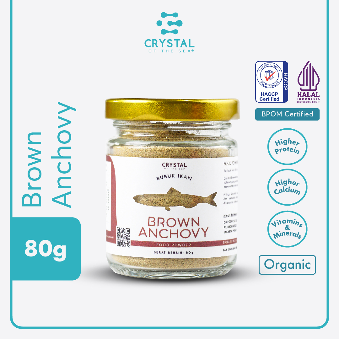 botol kemasan brown anchovy powder atau bubuk teri jengki ukuran besar